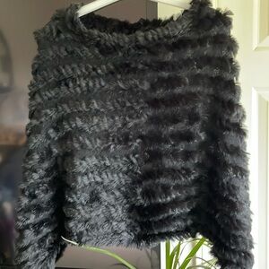Vintage Black Rabbit Fur Stole/Poncho